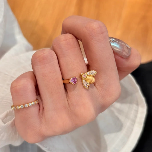 Aesthetics Rhinestone Heart Ring