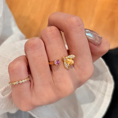 Aesthetics Rhinestone Heart Ring