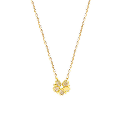 Crystal Heart Four-Leaf Neckless