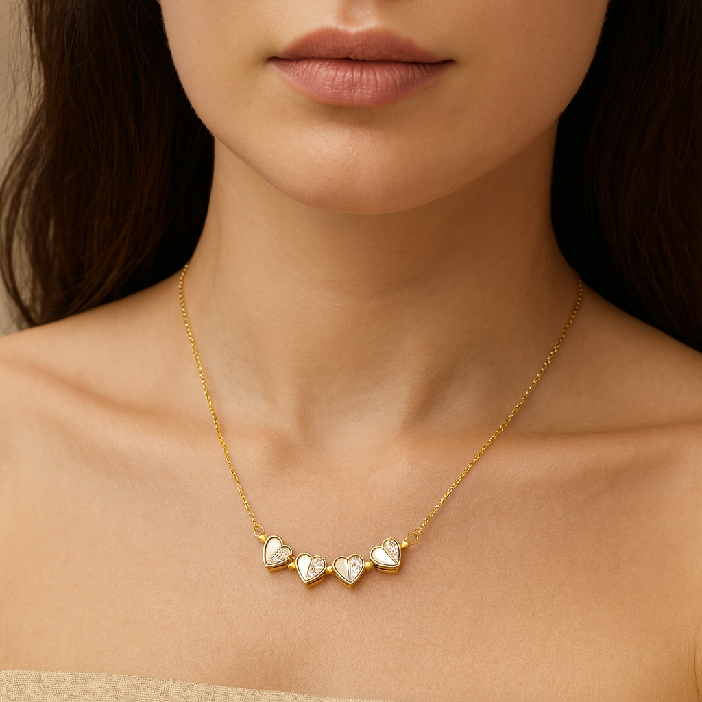 Celeste | Crystal Heart Four-Leaf Necklace – Fashion Jewellery Accessory