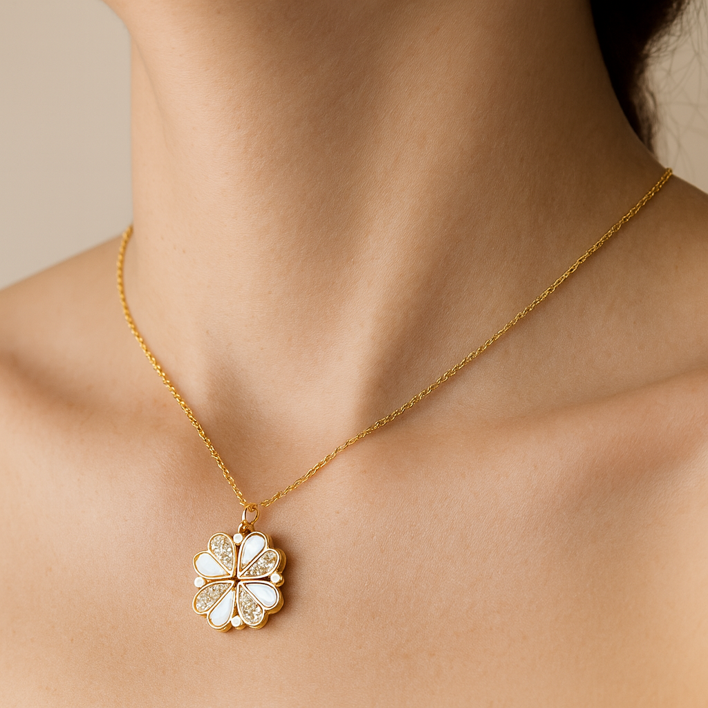 Celeste | Crystal Heart Four-Leaf Necklace – Fashion Jewellery Accessory