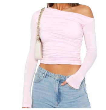 Long Sleeve One-shoulder Top