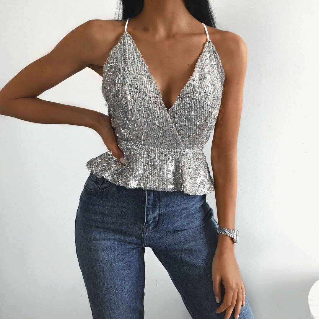 Sequined Crop Top